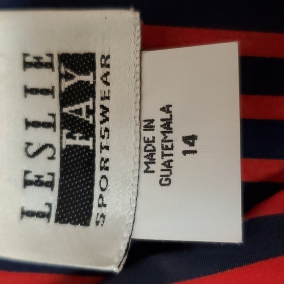 Vintage Leslie Fay blouse striped 14 Ptp 22.5 - Picture 2 of 4